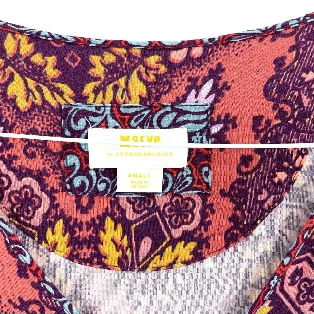 ANTHROPOLOGIE Maeve Purple Boho Mariela Mixed Pattern Flowy Tunic Top - Picture 8 of 9